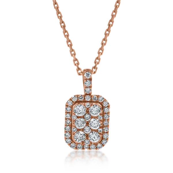 Lant cu pandantiv din aur roz cu diamante de 0.4ct