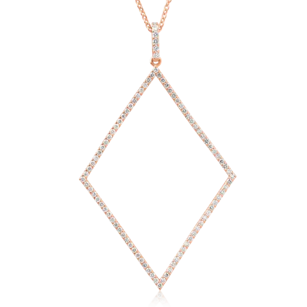Lant cu pandantiv din aur roz cu diamante de 0.76ct