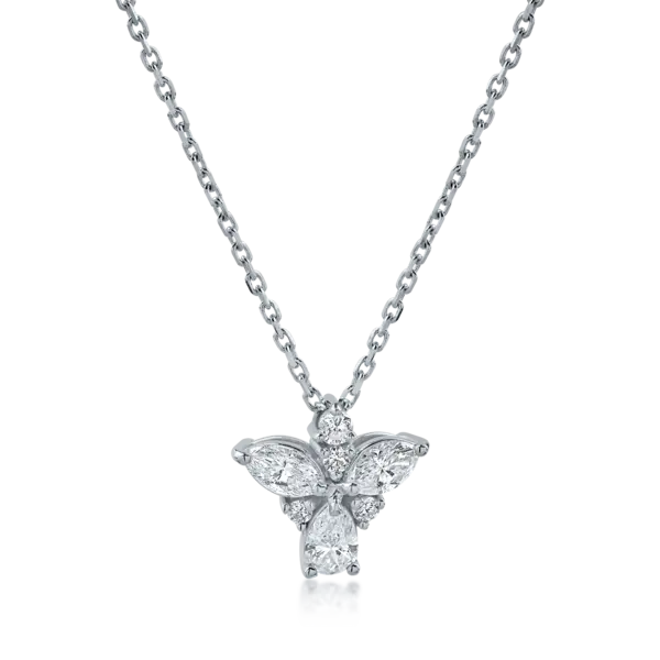 Lant cu pandantiv fluture din aur alb cu diamante de 0.51ct