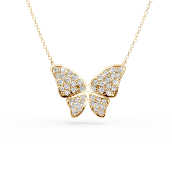 Lant cu pandantiv fluture din aur galben cu diamante de 0.55ct