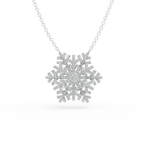 Lant cu pandantiv fulg de nea din aur alb cu diamante de 0.5ct