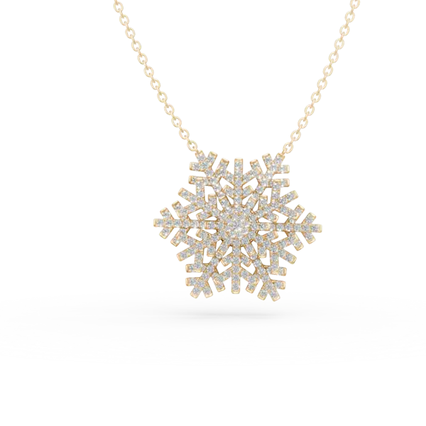 Lant cu pandantiv fulg de nea din aur galben cu diamante de 1.08ct