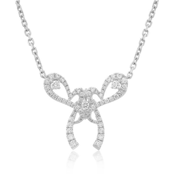 Lant cu pandantiv fundita din aur alb cu diamante de 0.71ct