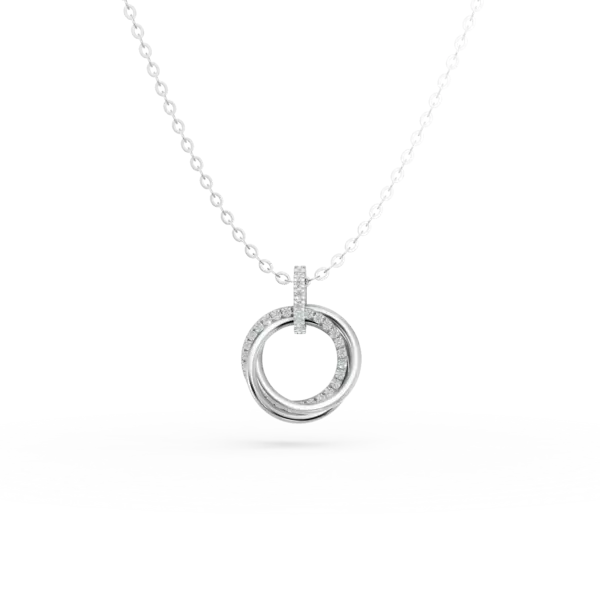 Lant cu pandantiv geometric din aur alb cu diamante de 0.128ct
