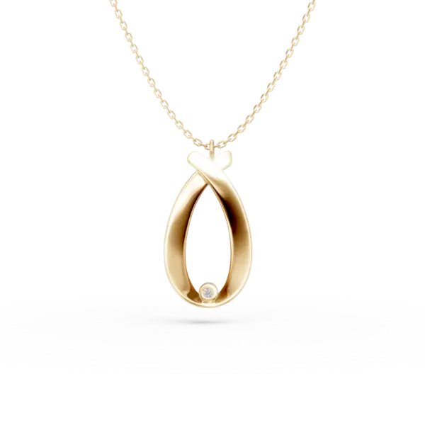 Lant cu pandantiv geometric din aur galben cu diamant de 0.005ct