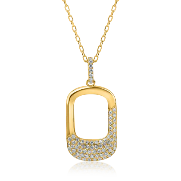 Lant cu pandantiv geometric din aur galben cu diamante de 0.34ct