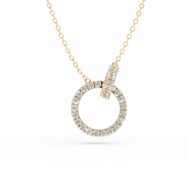 Lant cu pandantiv geometric din aur galben cu diamante de 0.79ct