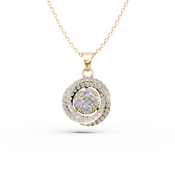 Lant cu pandantiv geometric din aur galben cu diamante de 0.3ct