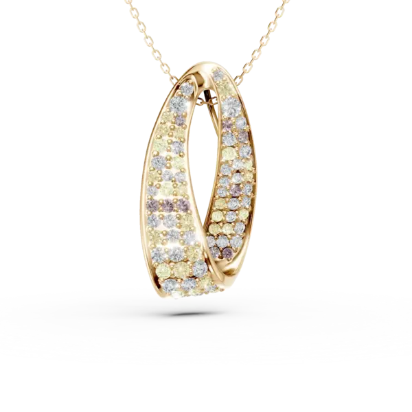 Lant cu pandantiv geometric din aur galben cu diamante multicolore de 2.03ct
