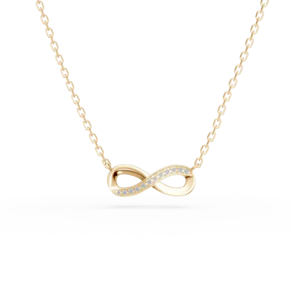 Lant cu pandantiv infinit din aur galben cu diamante de 0.04ct