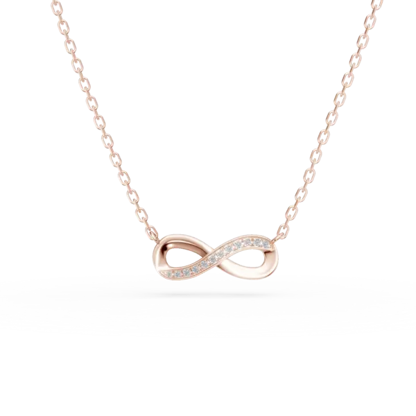 Lant cu pandantiv infinit din aur roz cu diamante de 0.04ct