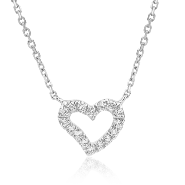 Lant cu pandantiv inima din aur alb cu diamante de 0.095ct