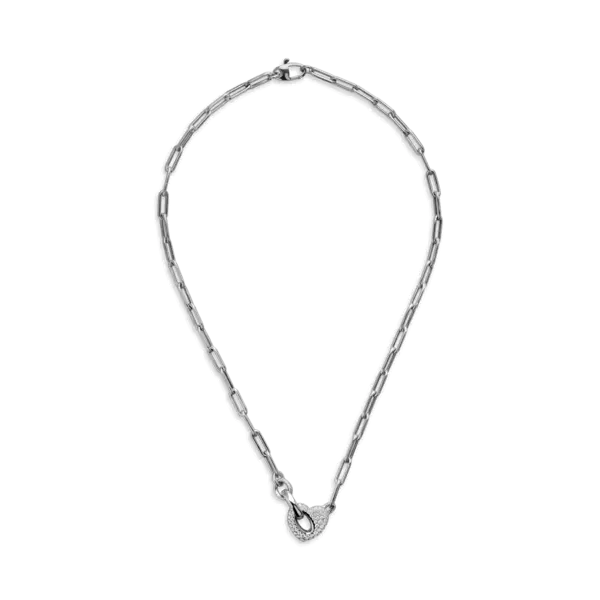 Lant cu pandantiv inima din aur alb cu diamante de 0.82ct
