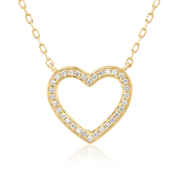 Lant cu pandantiv inima din aur galben cu diamante de 0.07ct
