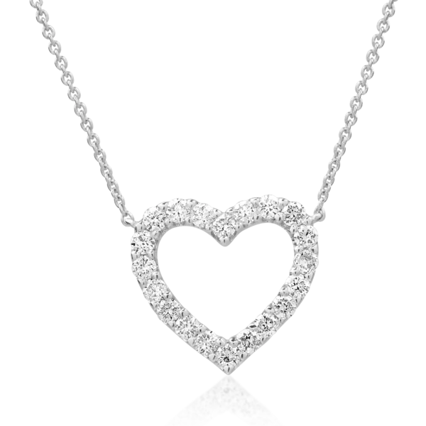 Lant cu pandantiv inimioara din aur alb cu diamante de 0.5ct