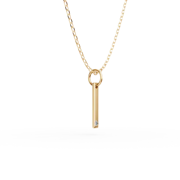 Lant cu pandantiv initiala I din aur galben cu diamant de 0.005ct