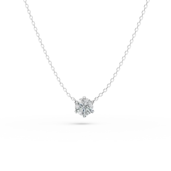 Lant cu pandantiv minimalist din aur alb cu diamant de 0.1ct