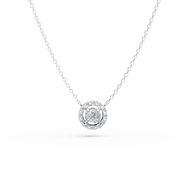 Lant cu pandantiv minimalist din aur alb cu diamante de 0.2ct