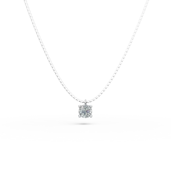 Lant cu pandantiv minimalist din aur alb cu zirconia solitaire