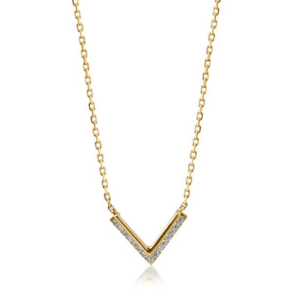 Lant cu pandantiv minimalist din aur galben cu diamante de 0.06ct