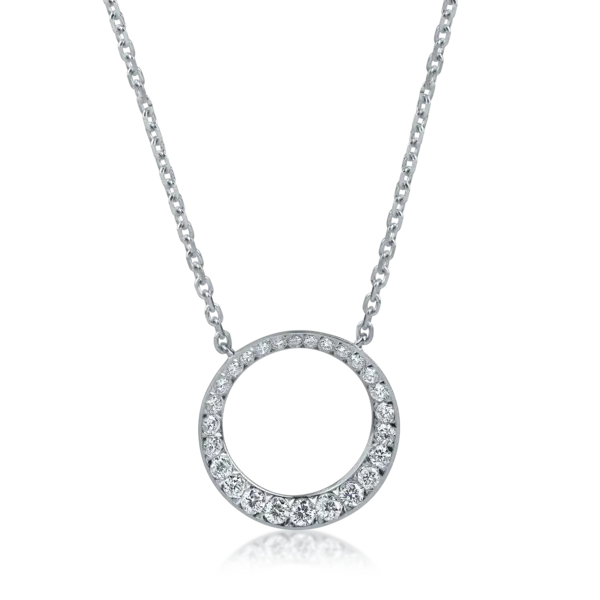 Lant cu pandantiv rotund din aur alb cu diamante de 0.33ct