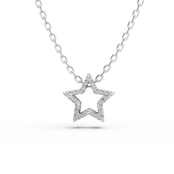 Lant cu pandantiv stea din aur alb si diamante de 0.05ct