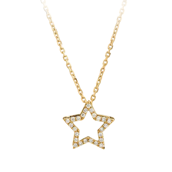 Lant cu pandantiv steluta din aur galben cu diamante de 0.094ct