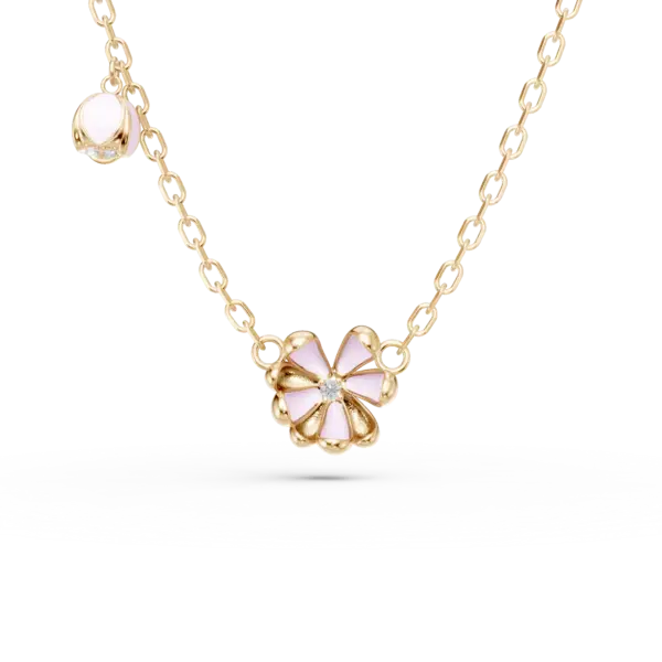 Lant cu pandantive flori de tei din aur galben cu diamante de 0.02ct pentru copii