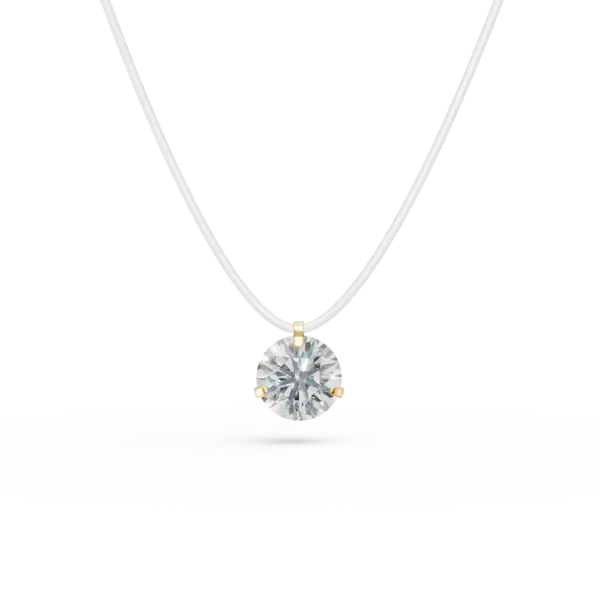 Lant fir transparent cu pandantiv din aur galben si zirconia