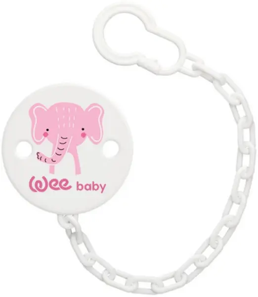 Lant pentru suzetă Wee Baby - Patterned, elefant roz