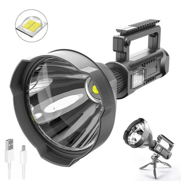 Lanterna de Mana W591 cu TREPIED putere 1000W LED foarte puternic P90 dunctie de Baterie Externa XL