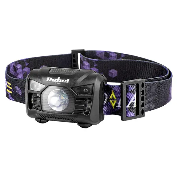Lanternă frontală LED 3W cu senzor de mișcare și acumulator încorporat, 120 lm, Rebel URZ0938