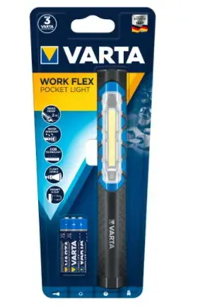 Lanterna LED Varta Work Flex Pochet Light, 110 lm, 2 moduri iluminare, clip de prindere cu magnet, IPX4