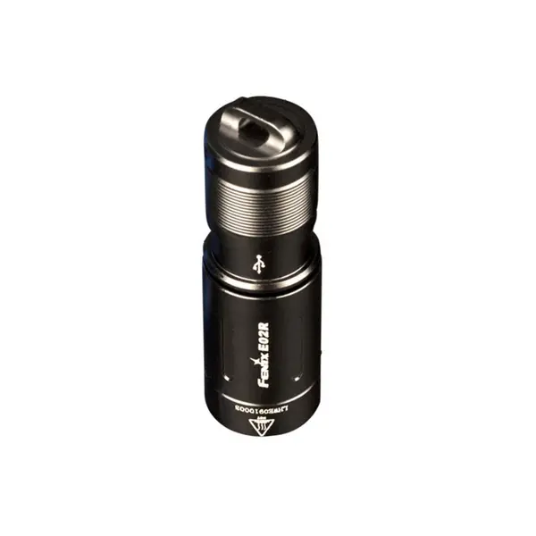 Lanterna profesionala reincarcabila Fenix E02R, 200 lumeni, 49 m, negru