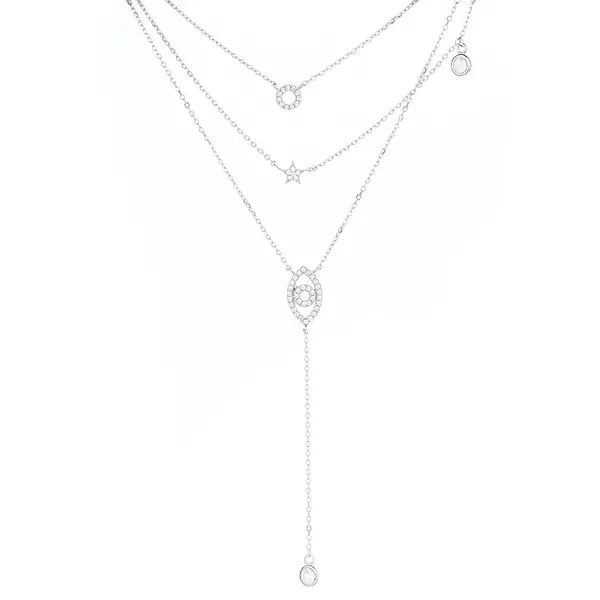 Lantisor argint 925, JW1243, model ochisor si steluta, placat cu rodiu