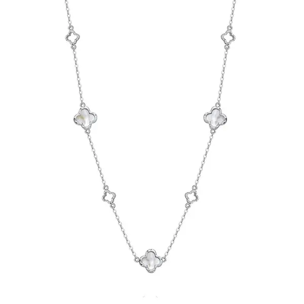 Lantisor argint 925, JW1684, model trifoi, placat cu rodiu