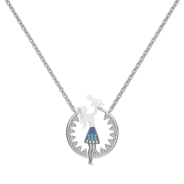 Lantisor argint 925, JW1839, model mama & baby, placat cu rodiu