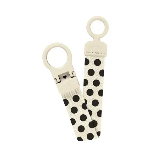Lantisor clip Loop pentru suzeta BIBS Studio Collection Polka Dots, Crem
