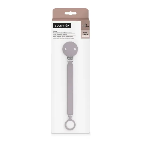 Lantisor din silicon cu clips pentru suzeta Wonder, Lavanda, 1 bucata, Suavinex