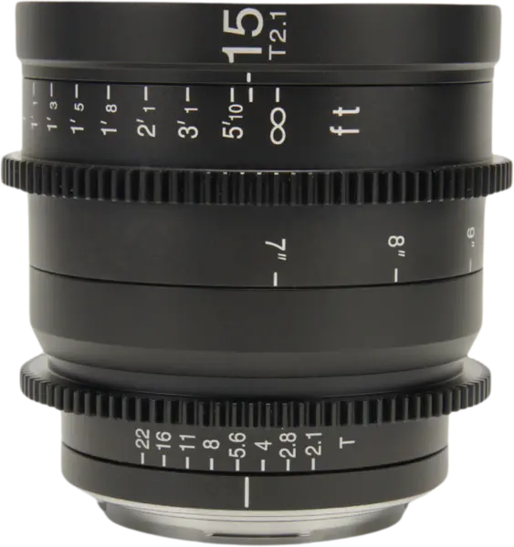 Laowa 15mm T2.1 Zero-D Cine Lens, Montura Canon RF, Diafragma T2.1, Distorsiune Minima Zero-D, Scala Focus in Picioare