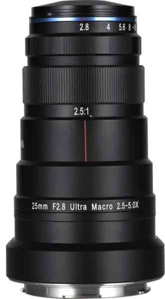 Laowa 25mm f/2.8 2.5-5X Ultra Macro Lens, Montura L, Marire 2.5x-5x, Focalizare Manuala, Constructie Metalica