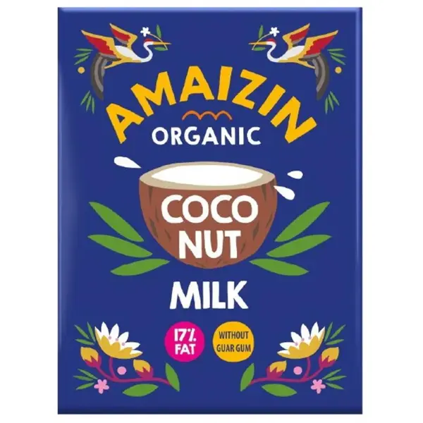 Lapte de Cocos Bio, 17% Grasime, Tetra Pack, Amaizin, 200 ml