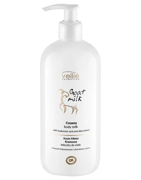 Lapte de corp cremos cu Acid Hialuronic Goat Milk, 500ml, Vellie