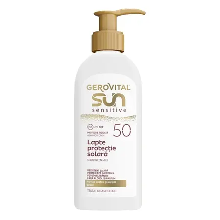 Lapte de Corp cu Protecție Solară SPF 50 Sun Sensitive, 200 ml, Gerovital