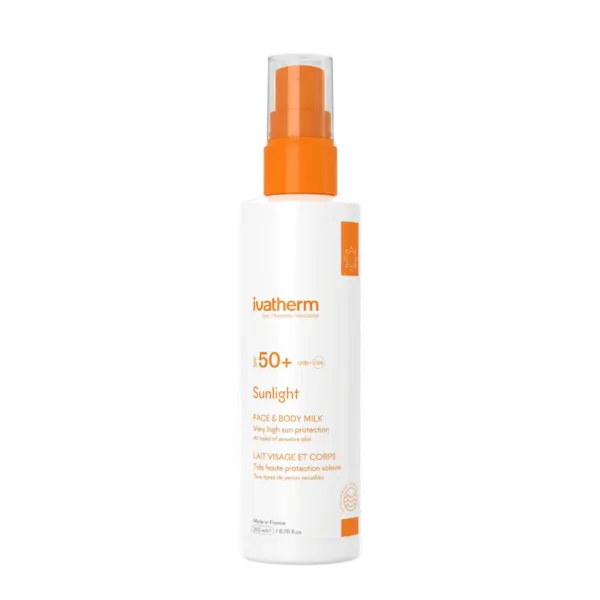 Lapte pentru fata si corp cu protectie solara SPF 50+ Sunlight, 200 ml, Ivatherm