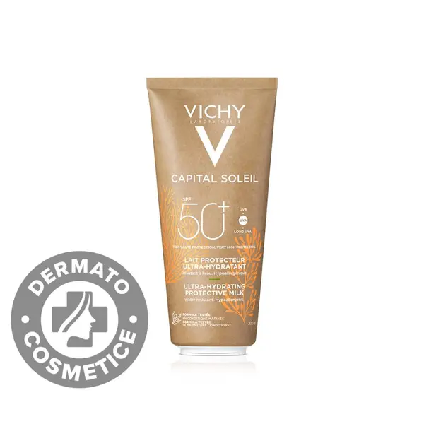 Lapte pentru protectie solara SPF 50+ pentru fata si corp conceput sustenabil Capital Soleil, 200ml, Vichy
