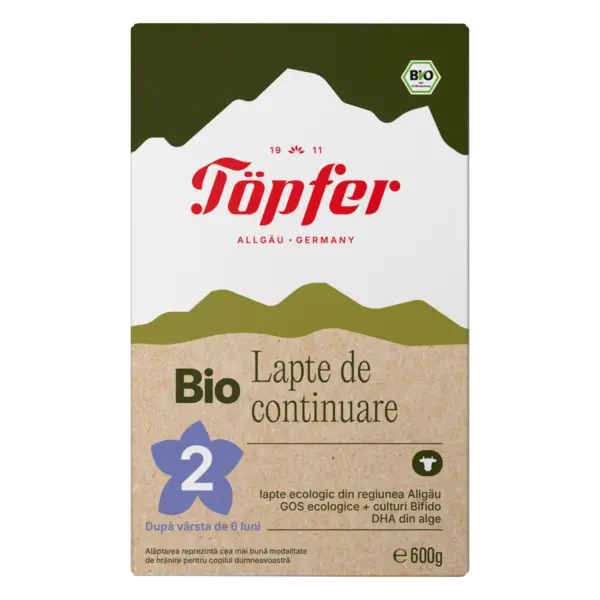 Lapte praf Bio 2 de la 6 luni, 600g, Topfer