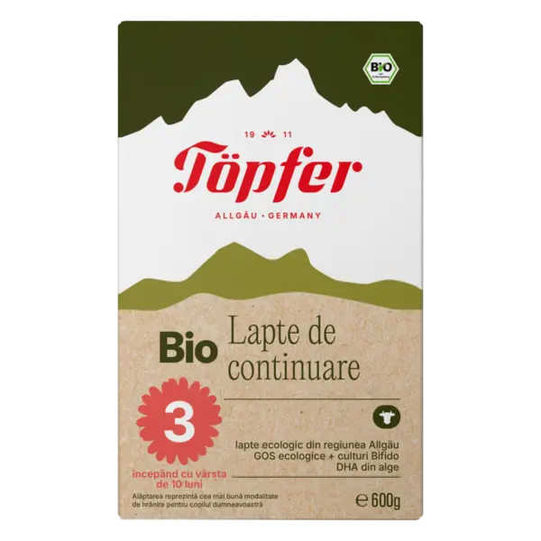 Lapte praf Bio 3 de la 10 luni, 600g, Topfer
