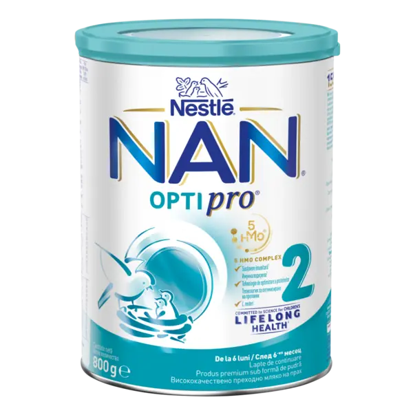 Lapte praf Nan 2 Optipro, incepand de la 6 luni, 800 g, Nestle