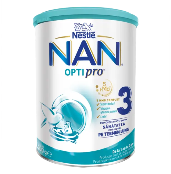 Lapte praf Nan 3 Optipro Premium +12 luni, 400g, Nestle
